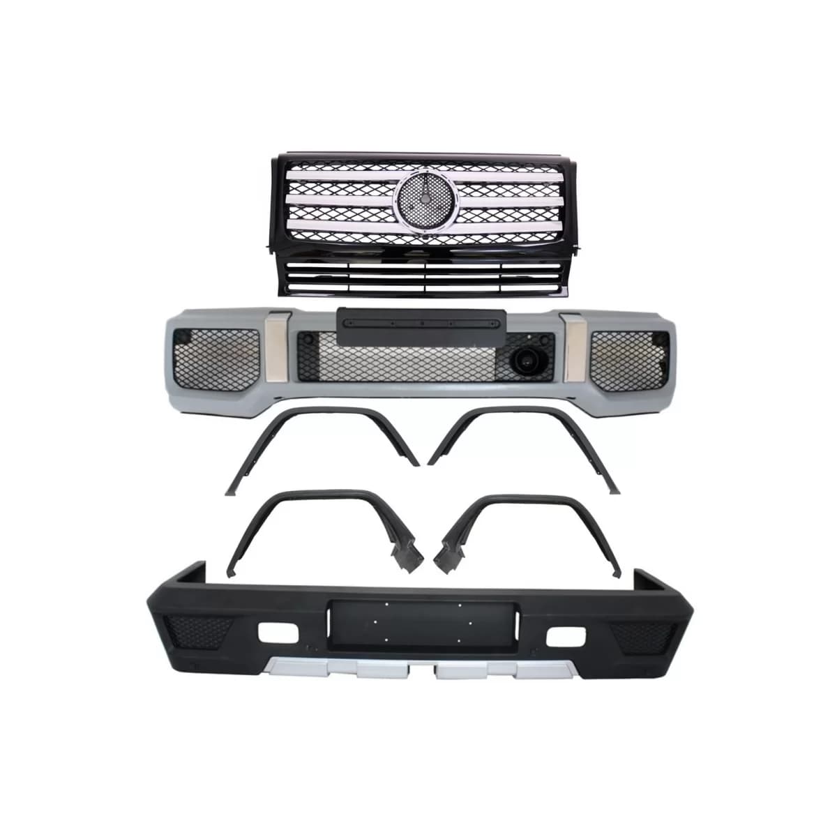 Complete Conversion Body Kit suitable for MERCEDES G-Class W463 (1989-2017) G63 G65 with Front Grille Piano Black / Chrome Stripes Design