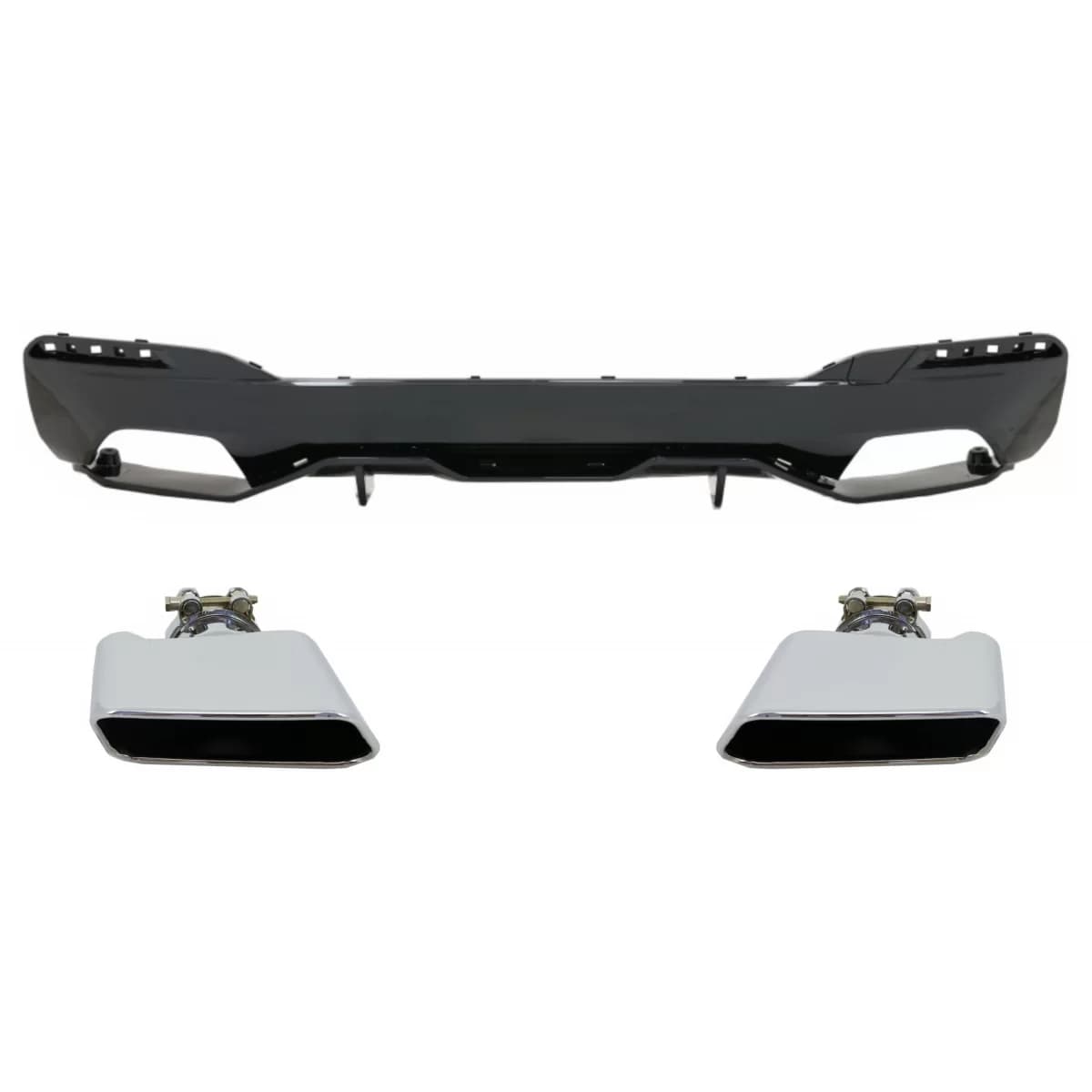 Rear Bumper Diffuser suitable for BMW 5 Series G30 G31 Limousine/Touring (2017-up) with Exhaust Muffler Tips M Performance Design