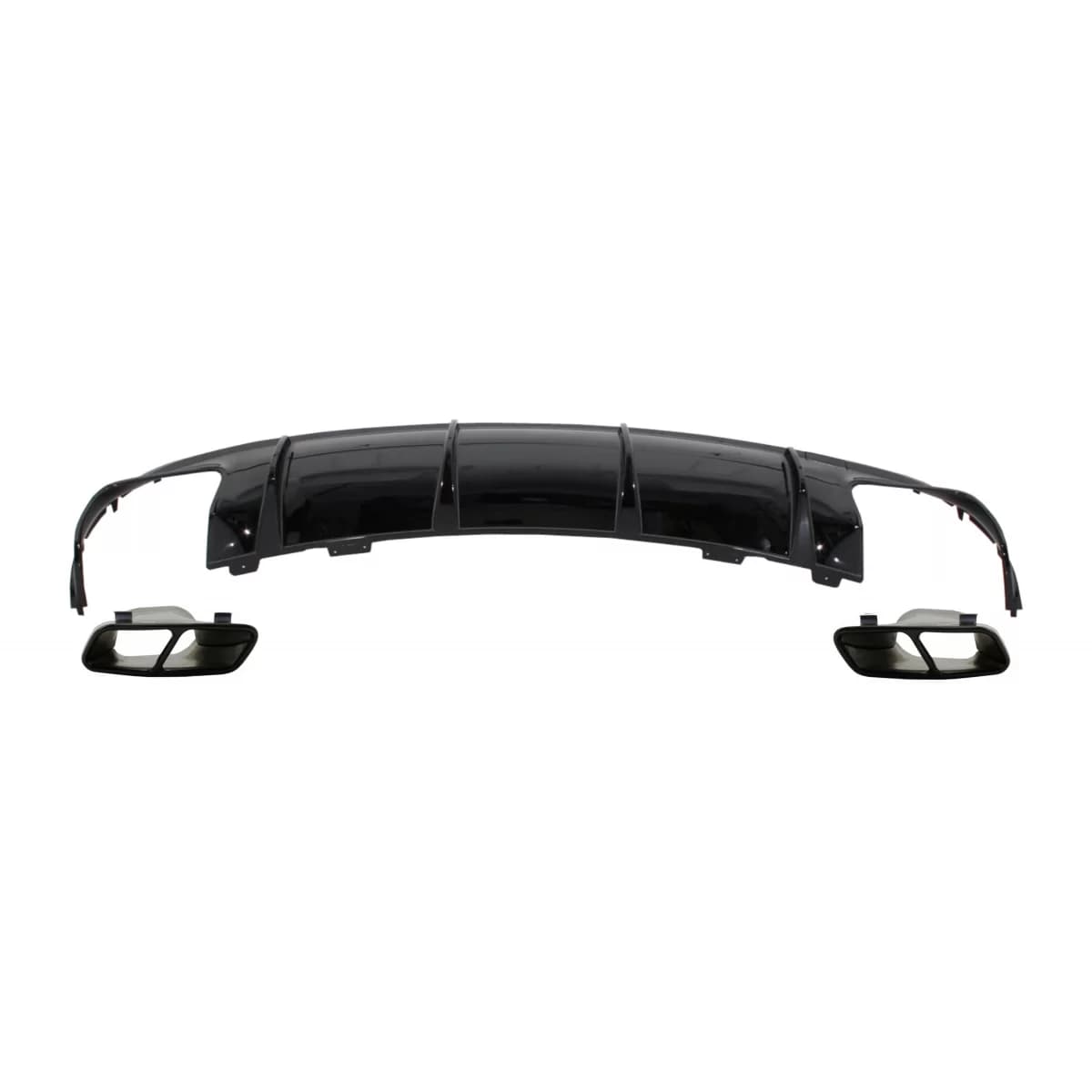 Rear Bumper Air Diffuser with Exhaust Muffler Tips suitable for Mercedes CLA W117 X117 Shooting Brake (2013-2018) Facelift CLA45 Look Black