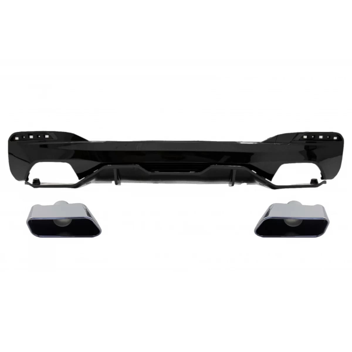 Rear Bumper Diffuser suitable for BMW 5 Series G30 G31 Limousine Touring (2017-up) with Exhaust Muffler Tips M Performance Design