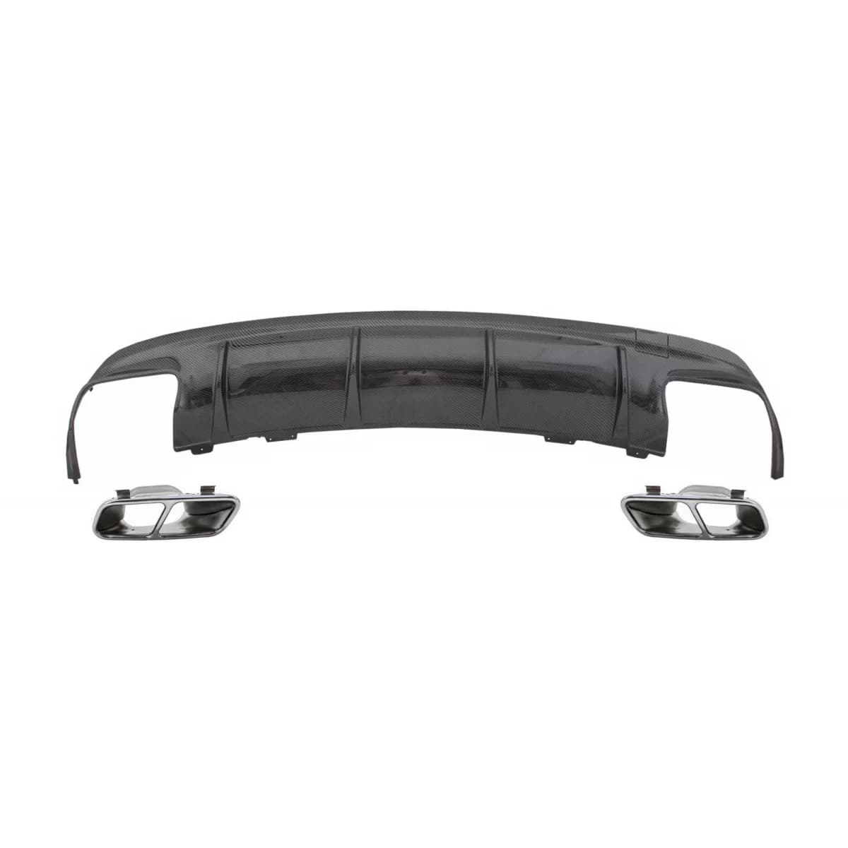 Rear Bumper Air Diffuser with Exhaust Muffler Tips Chrome suitable for Mercedes CLA W117 (2013-2018) Facelift CLA45 Carbon Design