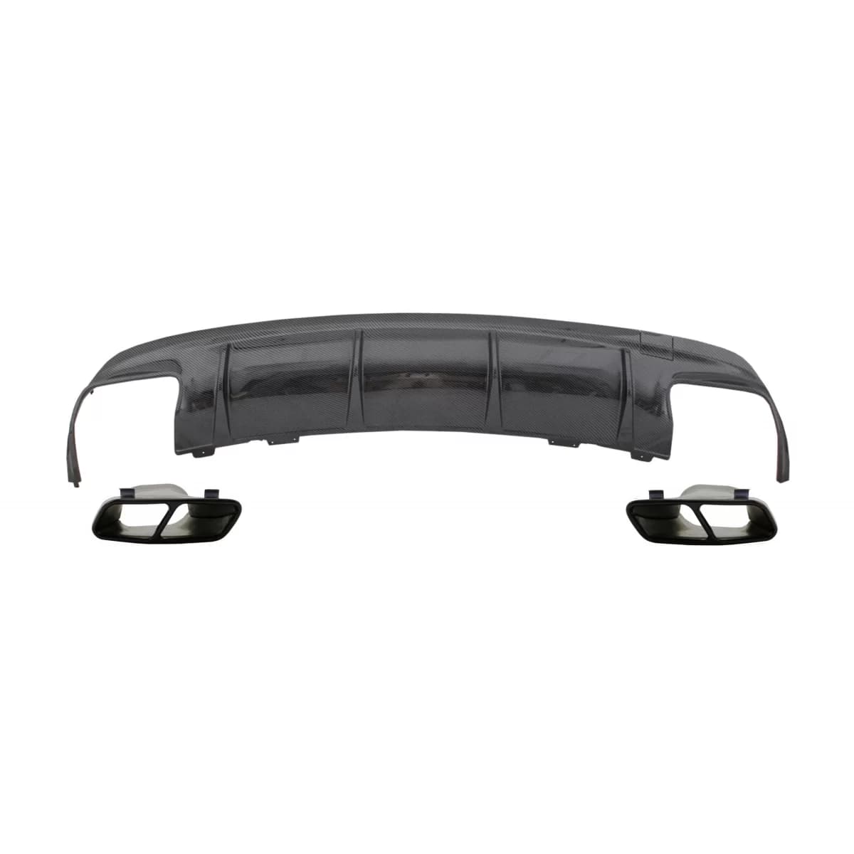 Rear Bumper Air Diffuser with Exhaust Muffler Tips Black suitable for Mercedes W117 CLA (2013-2018) Facelift CLA45 Carbon Look