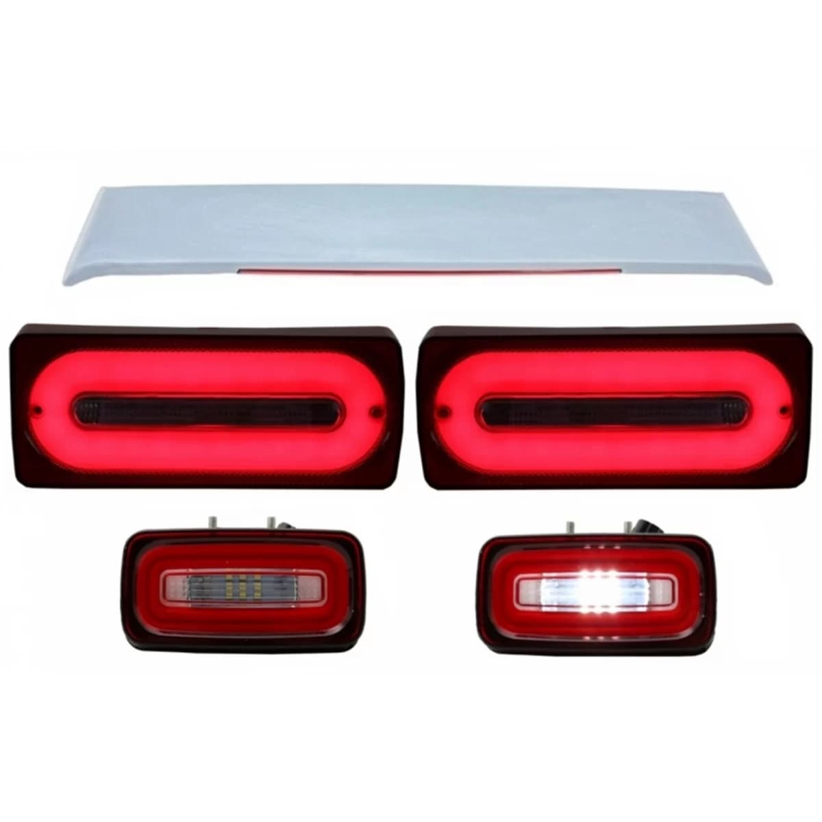 Full LED Taillights Light Bar RED Dynamic Sequential Turning Lights with Fog Lamp and Roof Spoiler suitable for Mercedes G-class W463 (1989-2015)