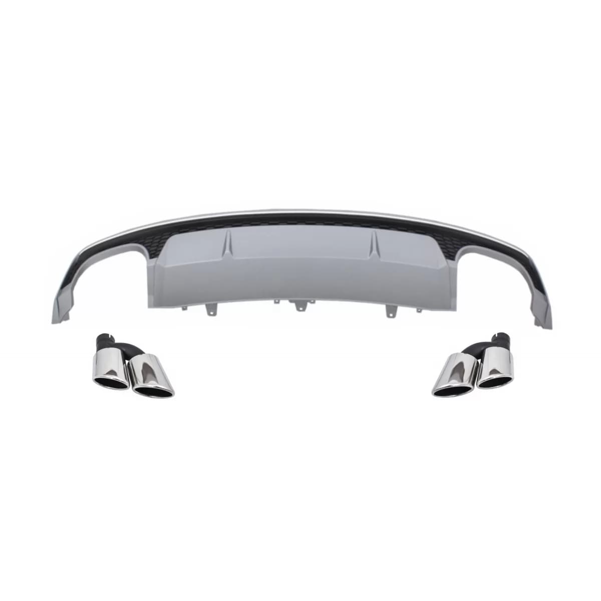 Rear Bumper Air Diffuser with Exhaust Muffler Tips suitable for Audi A7 4G Facelift (2015-2018) S7 Design Only S Line Bumper