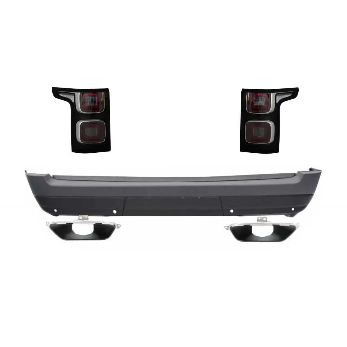 Rear Bumper with Exhaust Muffler Tips and Full LED Taillights suitable for Range Rover Vogue L405 (2013-2017) Facelift 2018+ Design