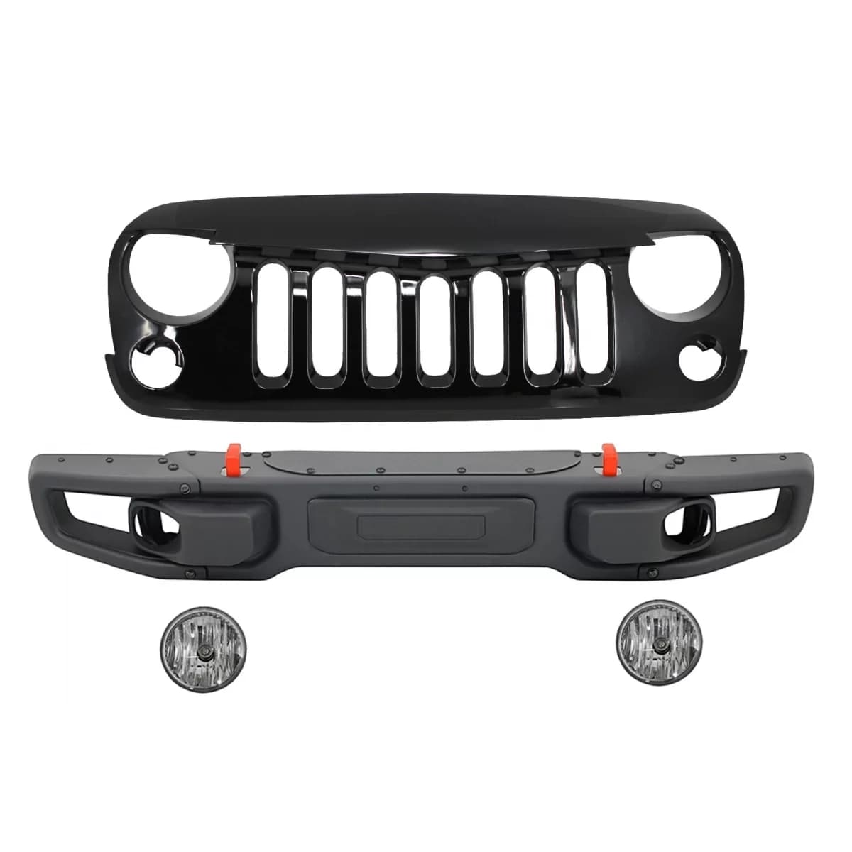 Metal Front Bumper with Central Front Grille suitable for JEEP Wrangler / Rubicon JK (2007-2017) 10th Anniversary Hard Rock Style