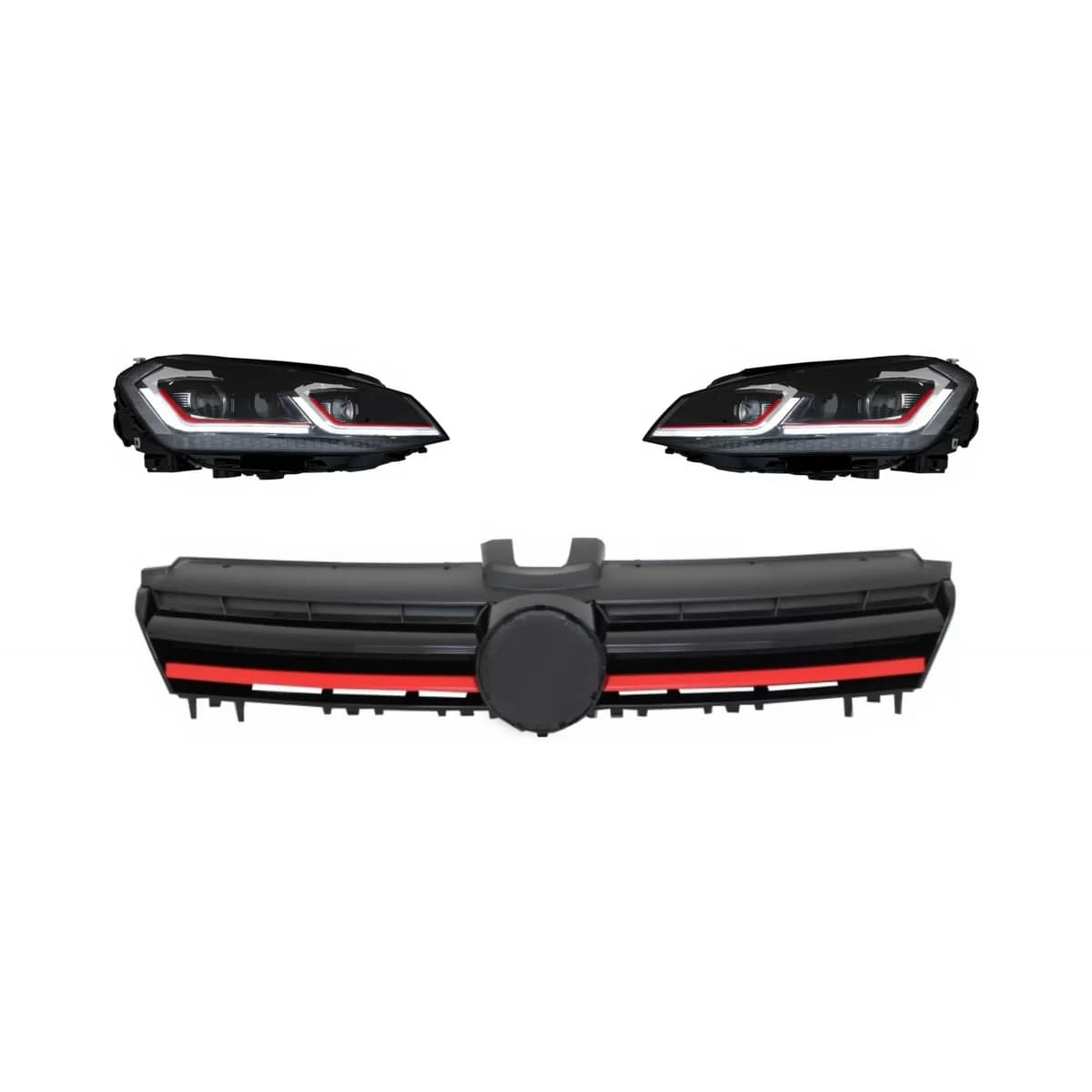 Headlights LED Sequential Dynamic Turn Light with Grille suitable for VW Golf 7 VII (2013-2017) R Look Red