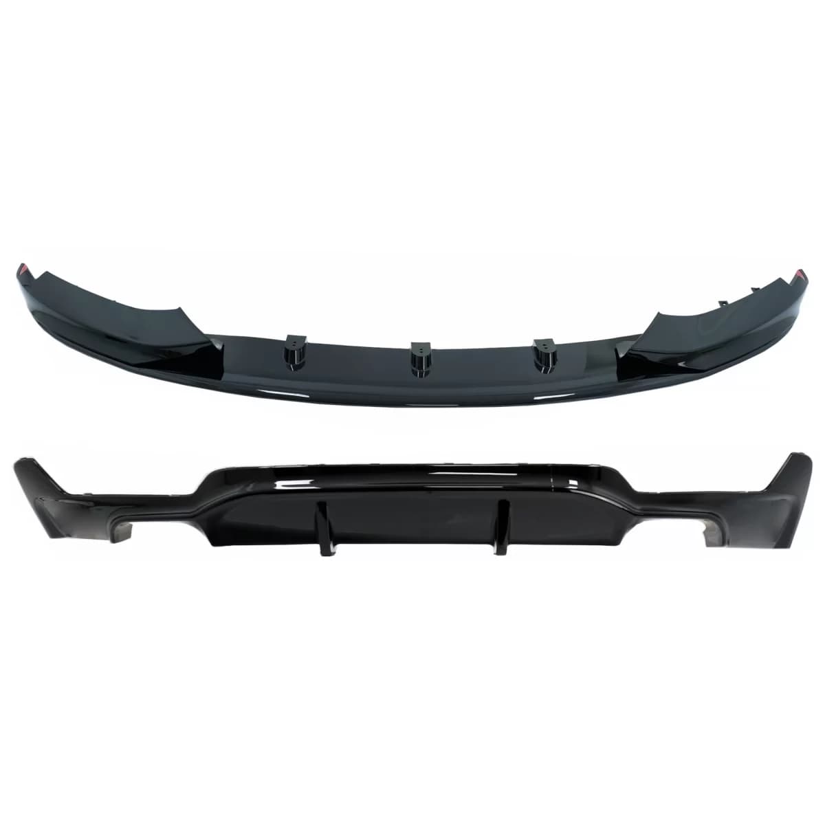 Front Bumper Spoiler Lip suitable for BMW 4 Series F32 F33 F36 Coupe Cabrio Grand Coupe (2013-03.2019) with Rear Bumper Diffuser Twin Double Outlet M-Performance