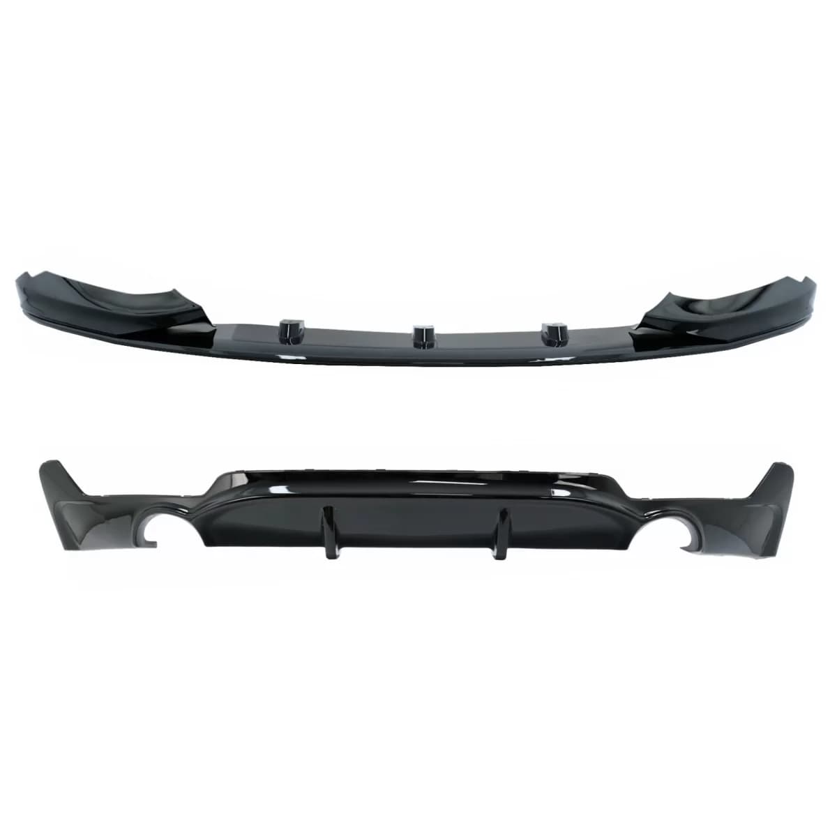 Front Bumper Spoiler Lip suitable for BMW 4 Series F32 F33 F36 Coupe Cabrio Grand Coupe (2013-03.2019) with Rear Bumper Diffuser Twin Single Outlet M-Performance Design