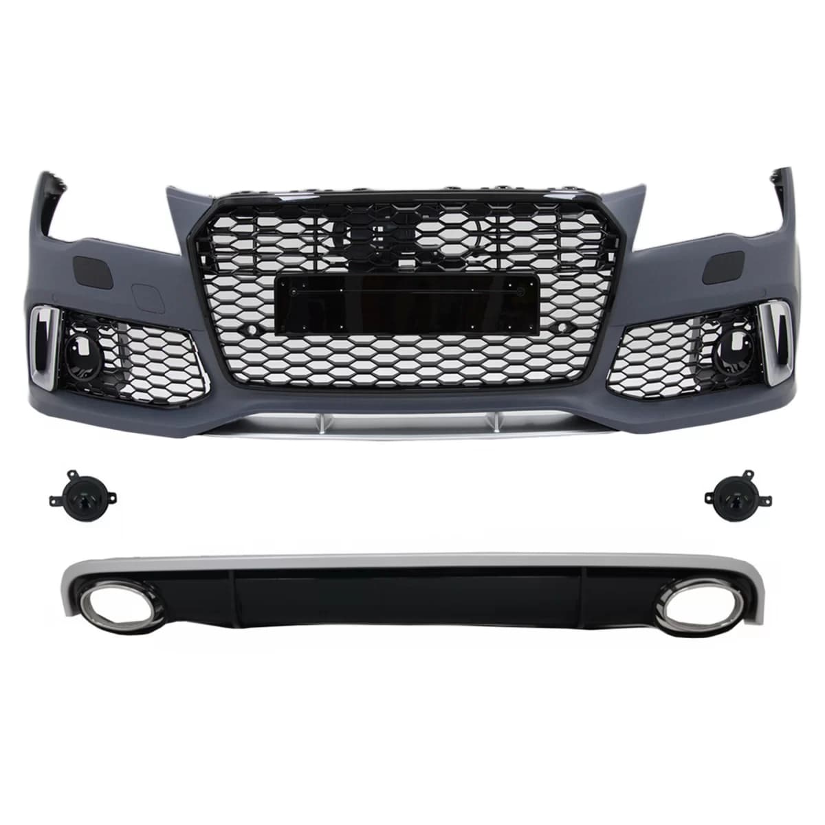 Front Bumper with Diffuser and Exhaust Tips suitable for Audi A7 4G Pre-Facelift (2010-2014) RS7 Design