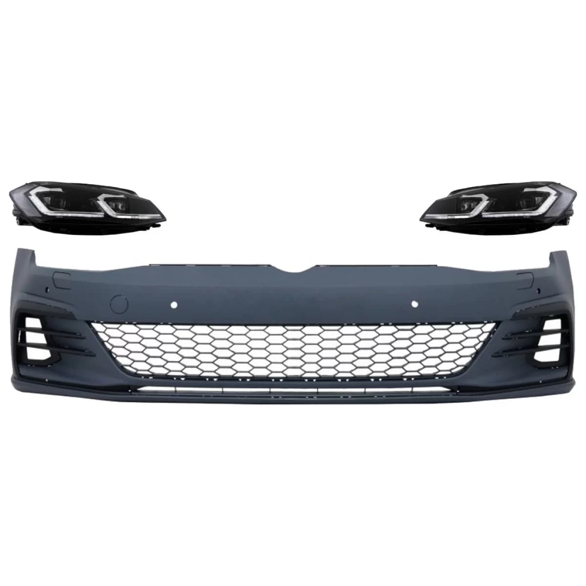 Front Bumper suitable for VW Golf VII 7.5 (2017-2020) and LED Headlights Sequential Dynamic Turning Lights GTI Look