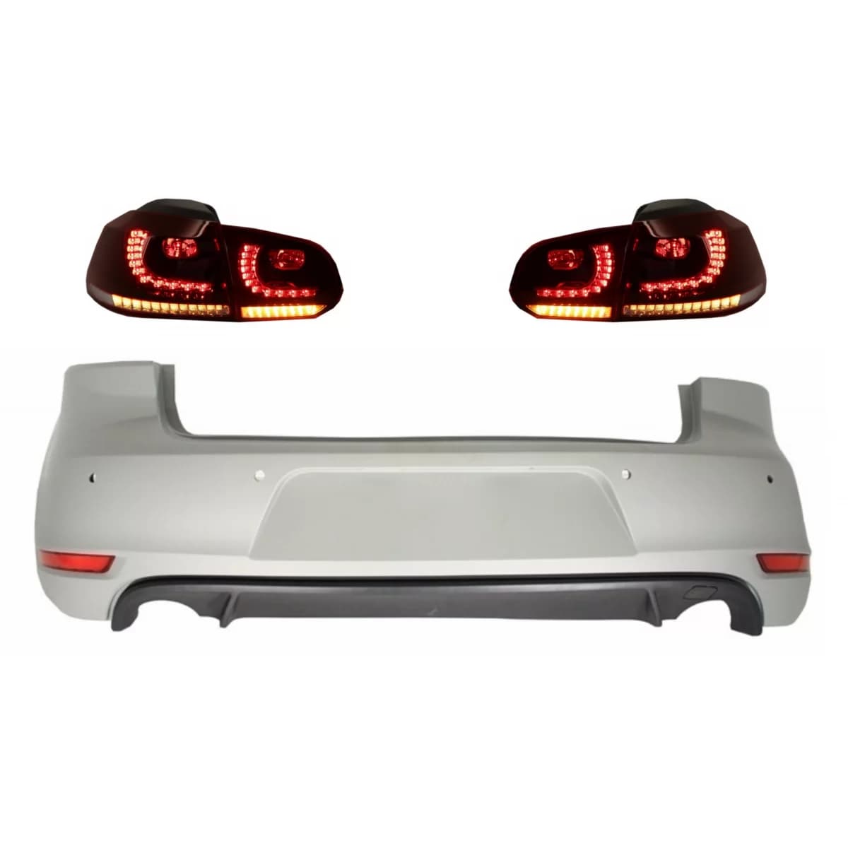 Rear Bumper suitable for VW Golf 6 VI (2008-2012) with Taillights FULL LED Dynamic Sequential Turning Light GTI Design