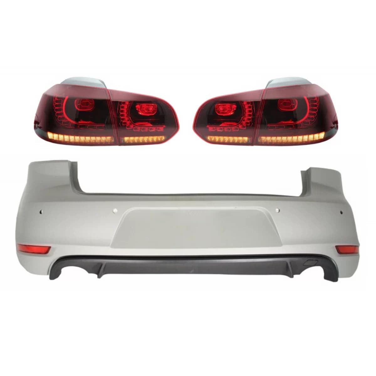 Rear Bumper suitable for VW Golf 6 VI (2008-2012) with Taillights FULL LED Dynamic Sequential Turning Light GTI Design