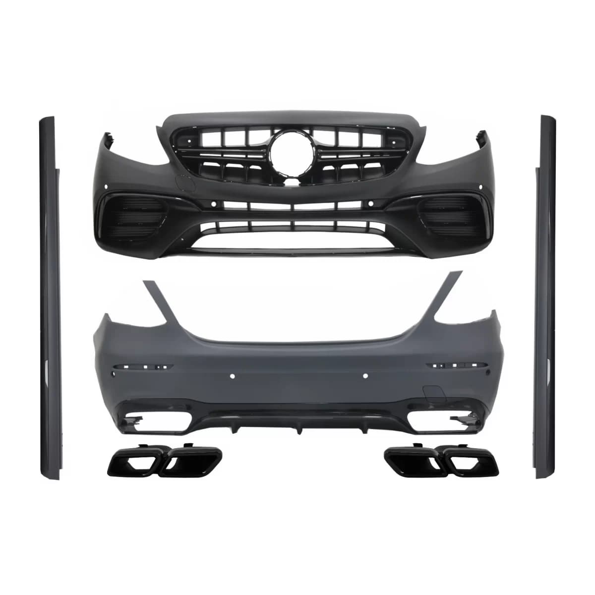 Body Kit suitable for Mercedes E-Class W213 (2016-2019) E63 Design with Exhaust Muffler Tips Black