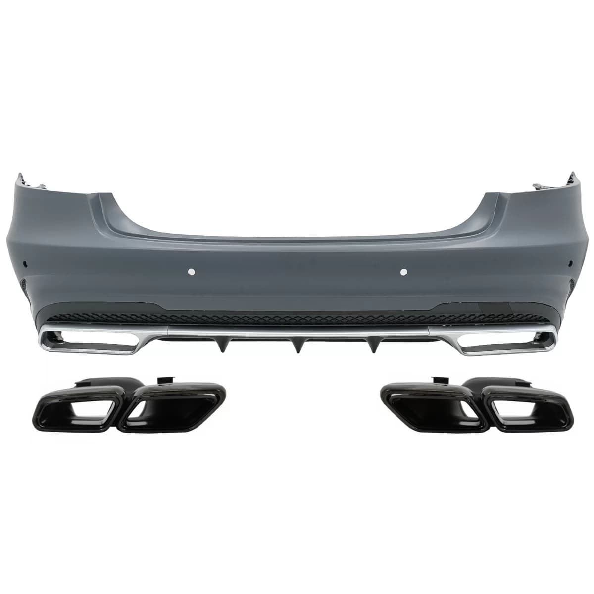 Rear Bumper with Exhaust Muffler Tips Black suitable for Mercedes E-Class W212 Facelift (2013-2016)