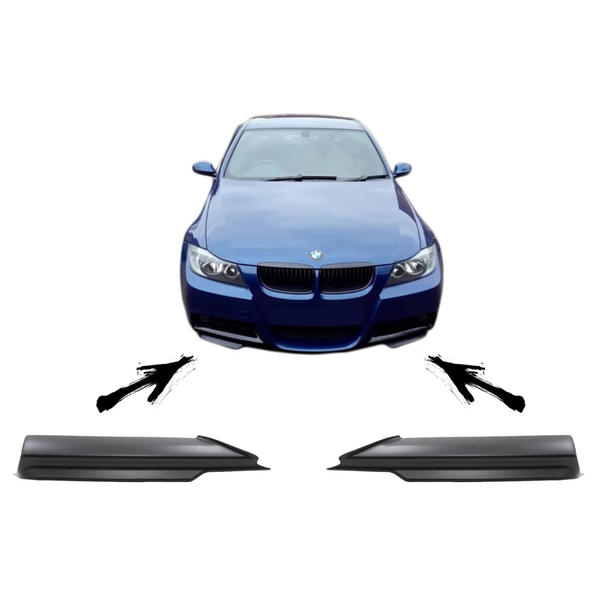 Front Bumper Splitters Spoiler Lip suitable for BMW 3 Series E90 E91 M-Tech (2005-2008)