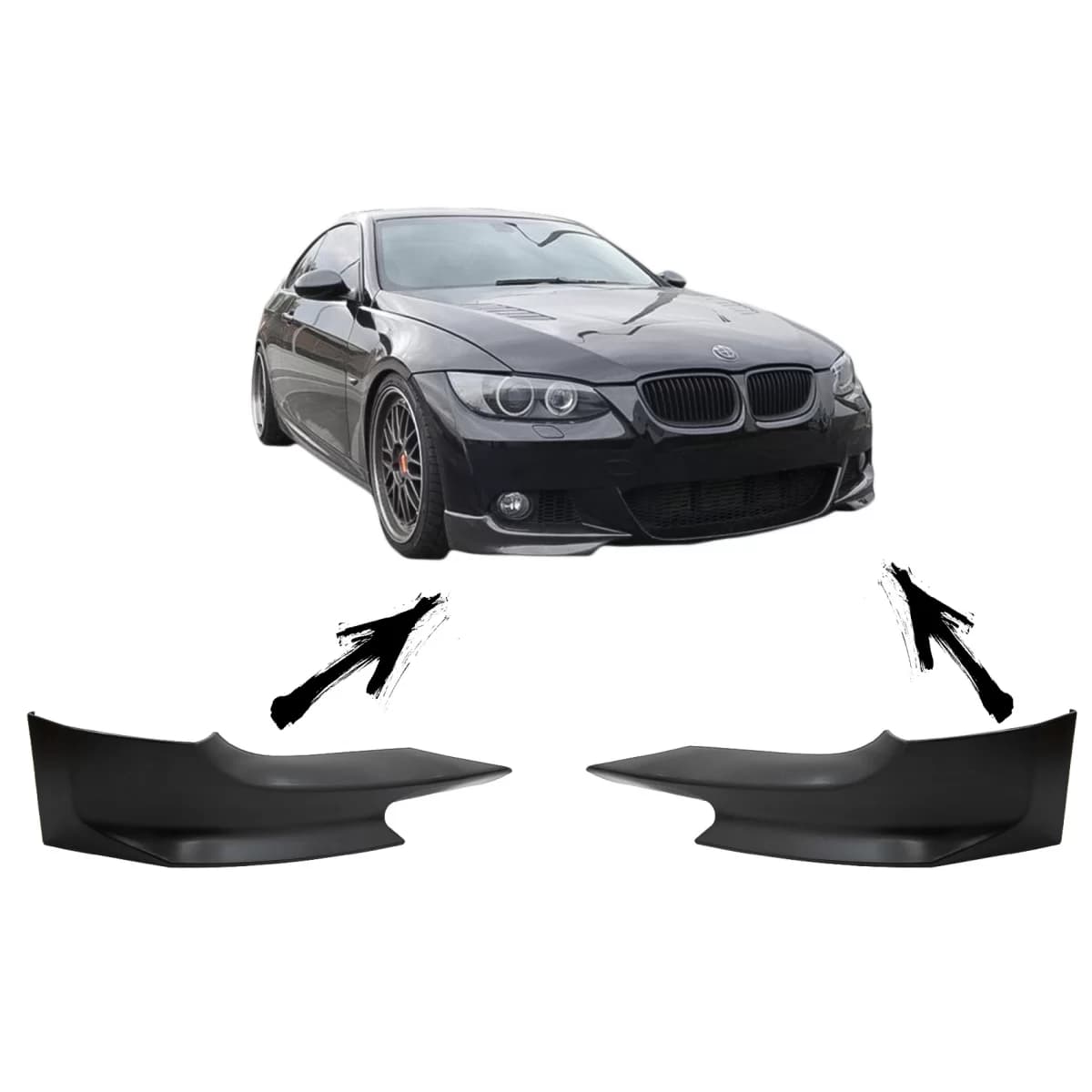 Front Bumper Splitters Spoiler suitable for BMW 3 Series E92 (2006-2010) M-Tech Design