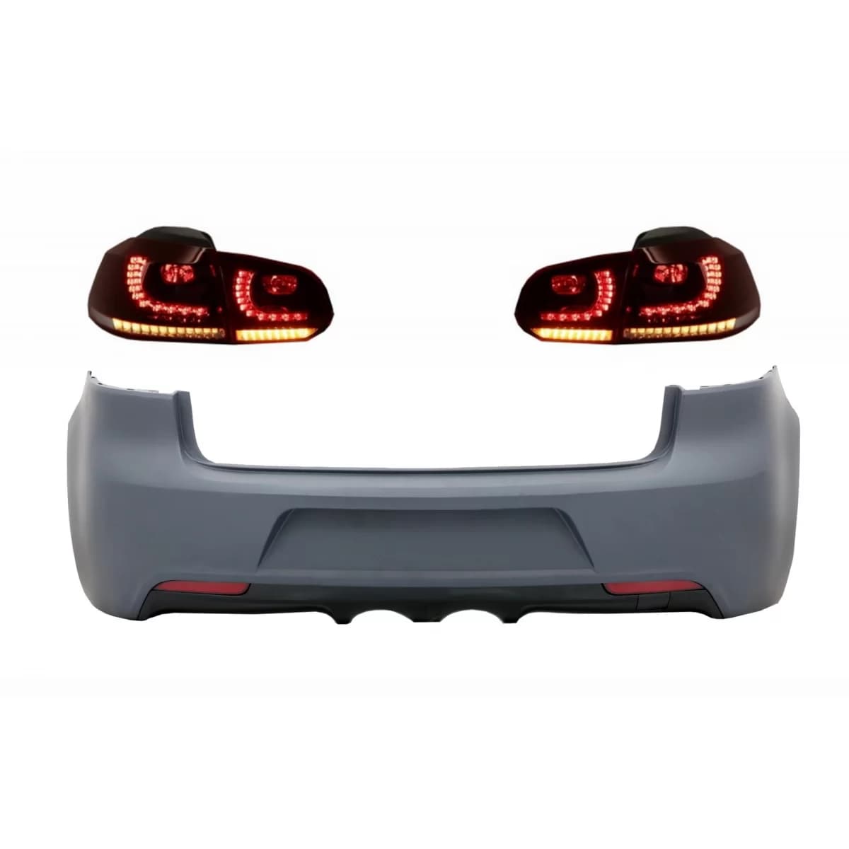 Rear Bumper with Taillights Full LED suitable for VW Golf VI (2008-2013) R20 Design Dynamic Sequential Turning Light (LHD and RHD)