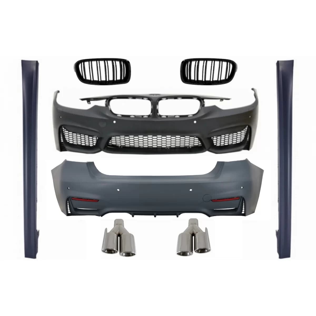 Body Kit suitable for BMW 3 Series F30 (2011-2015) F30 LCI (2016-up) with Exhaust Muffler Tips and Central Grilles M3 Sport Design