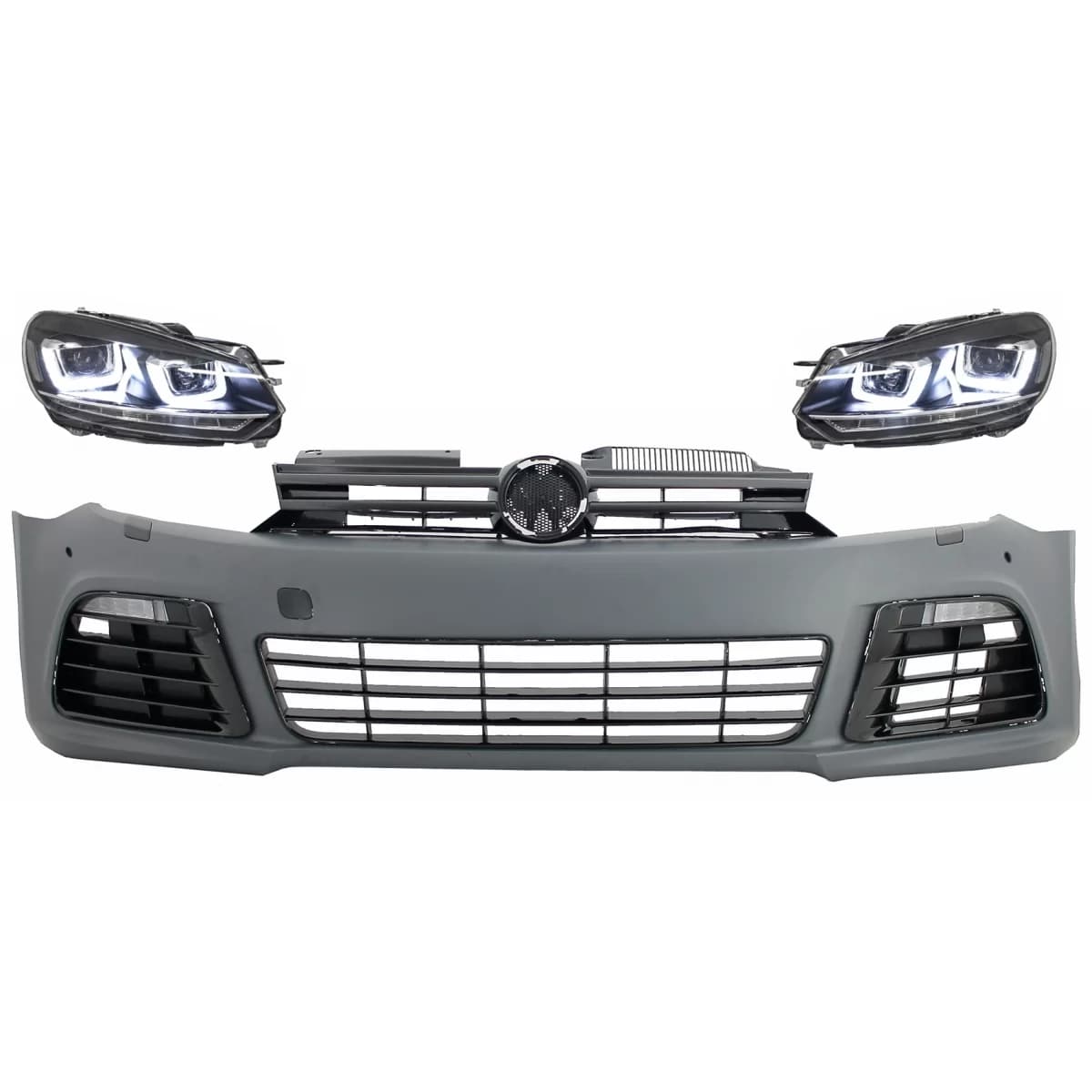 Front Bumper with Headlights LED Flowing Turning Light Chrome suitable for VW Golf VI 6 MK6 (2008-2013) R20 Design With PDC