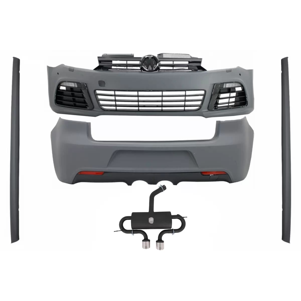Body Kit suitable for VW Golf VI 6 MK6 (2008-2013) R20 Design with Side Skirts and Complet Exhaust System Catback