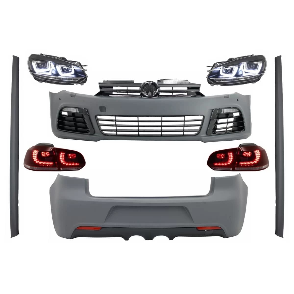 Complete Body Kit suitable for VW Golf VI 6 MK6 (2008-2013) R20 Design with Headlights and Taillights Dynamic Turning Light Only RHD