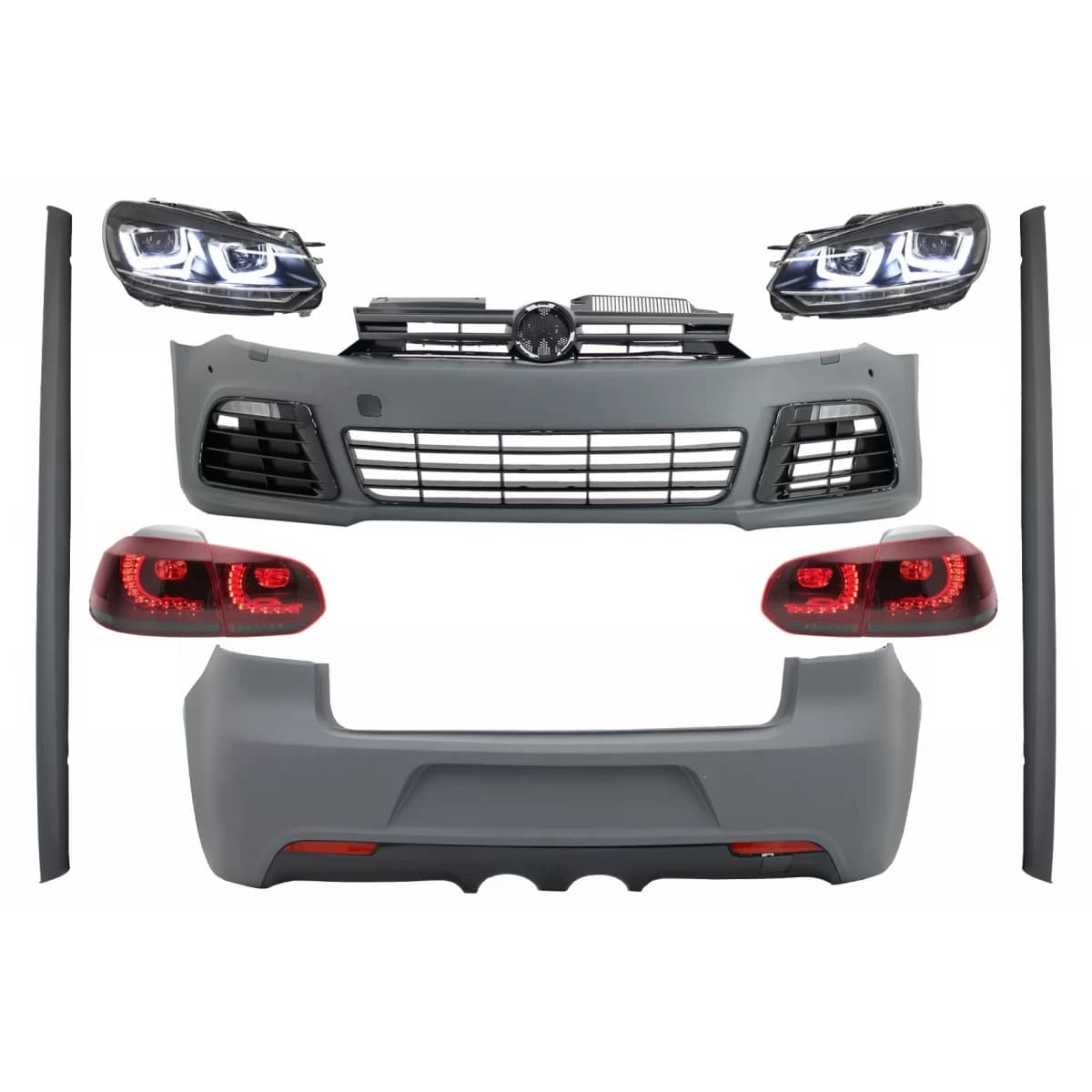 Complete Body Kit suitable for VW Golf VI 6 MK6 (2008-2013) R20 Design with Headlights and Taillights Dynamic Turning Light Only RHD
