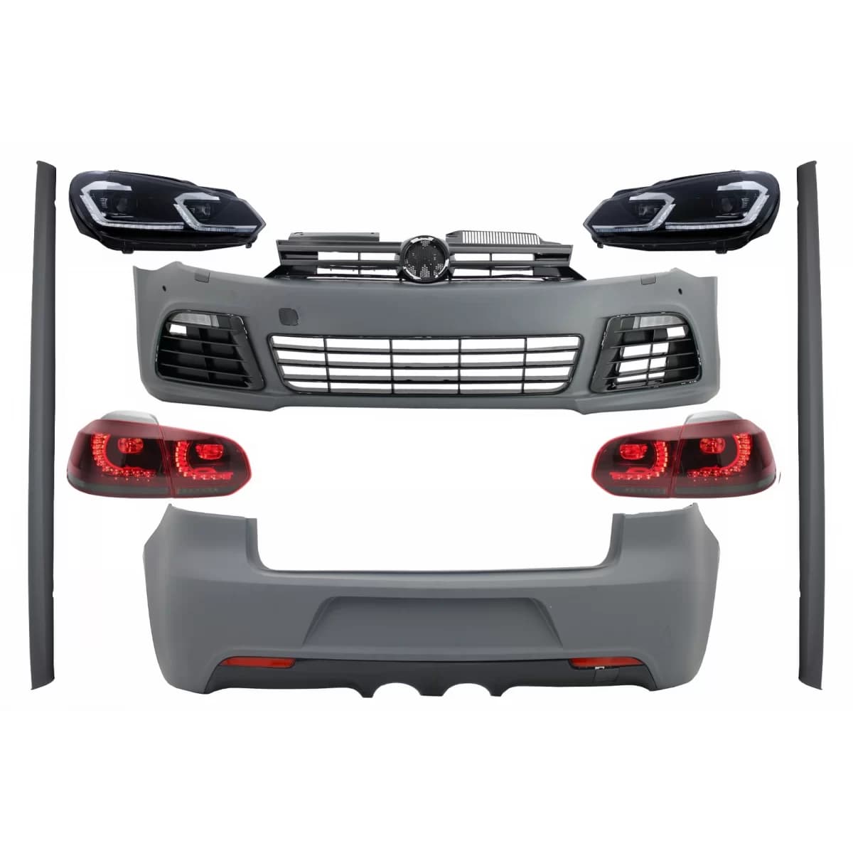 Complete Body Kit suitable for VW Golf VI 6 MK6 (2008-2013) R20 Design with Dynamic Sequential Turning Light Smoke Glass
