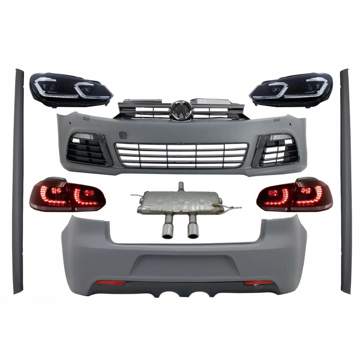 Body Kit suitable for VW Golf VI 6 MK6 (2008-2013) R20 Design with Exhaust System