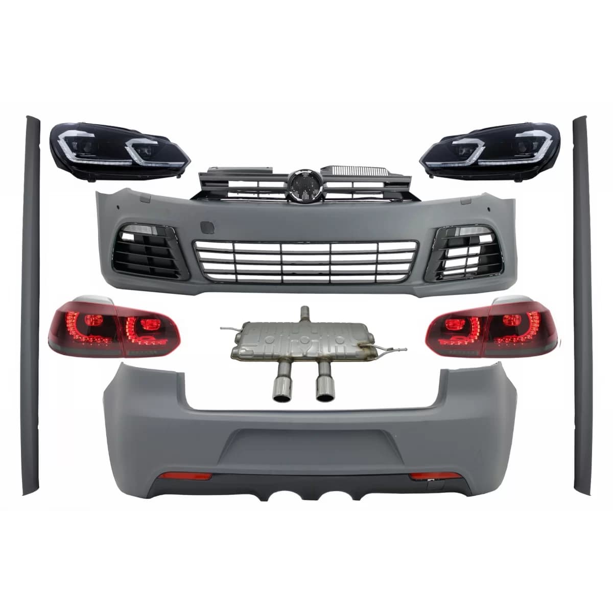 Complete Body Kit suitable for VW Golf VI 6 MK6 (2008-2013) R20 Design Exhaust System