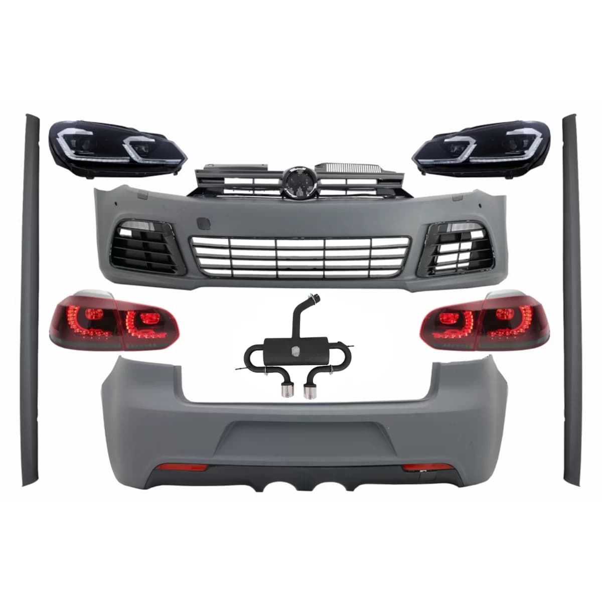 Complete Body Kit suitable for VW Golf VI 6 MK6 (2008-2013) R20 Design Exhaust System Catback Muffler