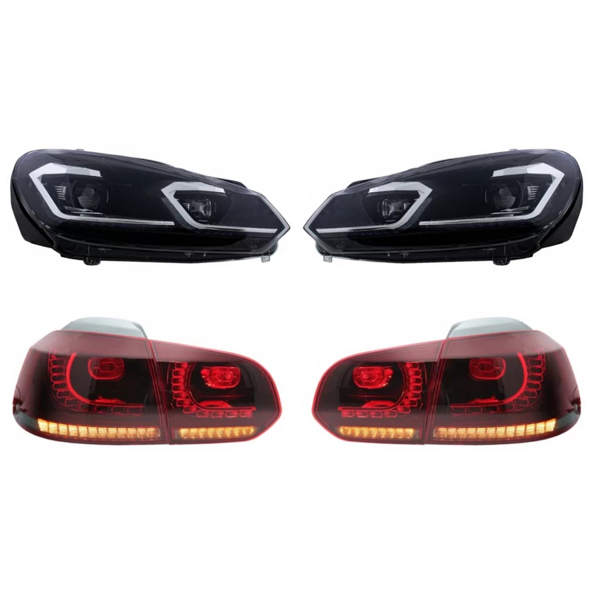LED Headlights and Taillights suitable for VW Golf 6 VI (2008-2013) With Facelift G7.5 Look Silver Flowing Dynamic Sequential Turning Lights LHD