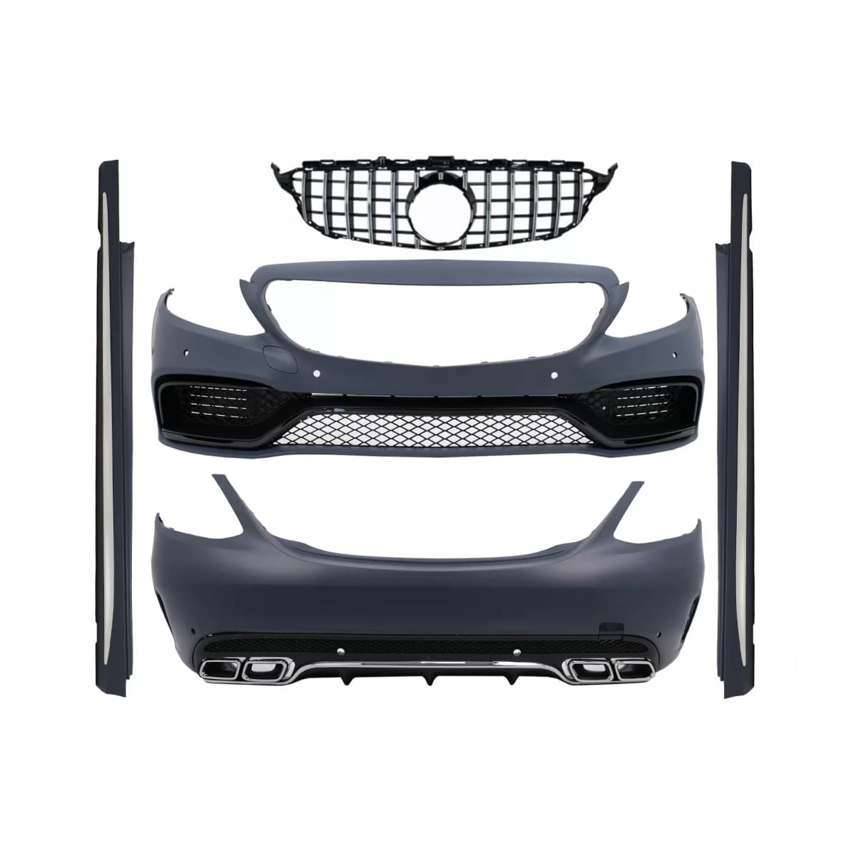 Complete Body Kit with Front Grille suitable for Mercedes C-Class W205 Sedan (2014-2018) C63 Design