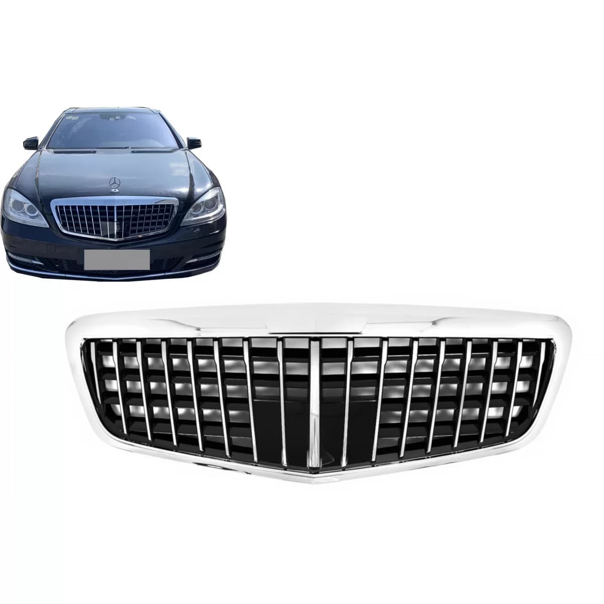Front Grille suitable for Mercedes S-Class W221 Facelift (2010-2013) Vertical Design