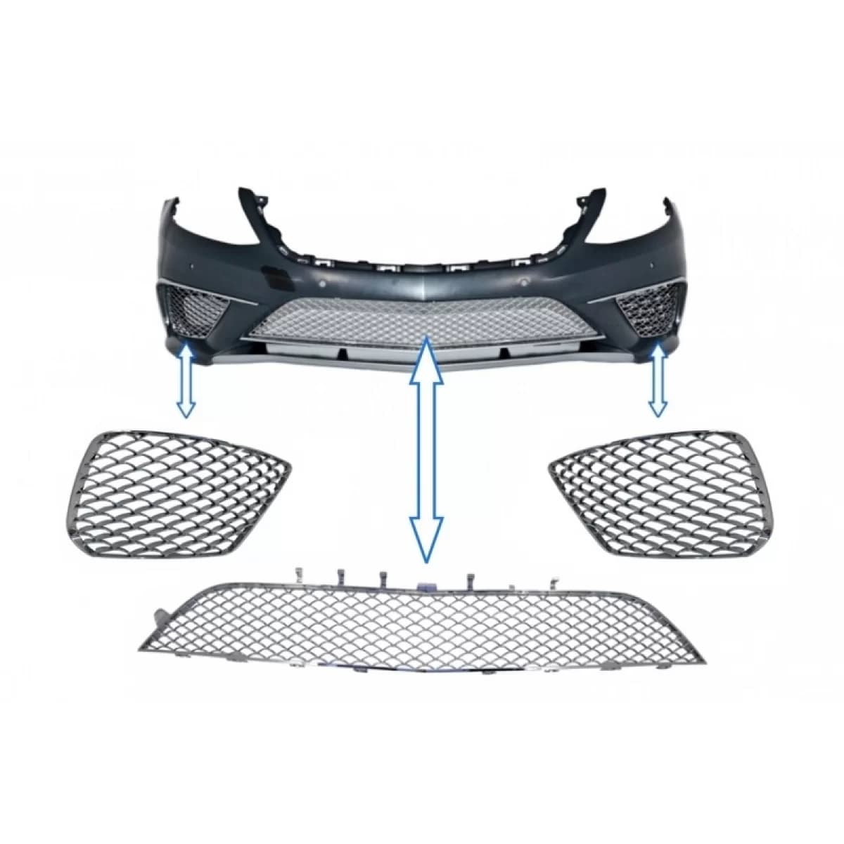 Front Bumper Lower Grille Assembly suitable for Mercedes S-Class W222 (2013-2017) S63 Design Chrome