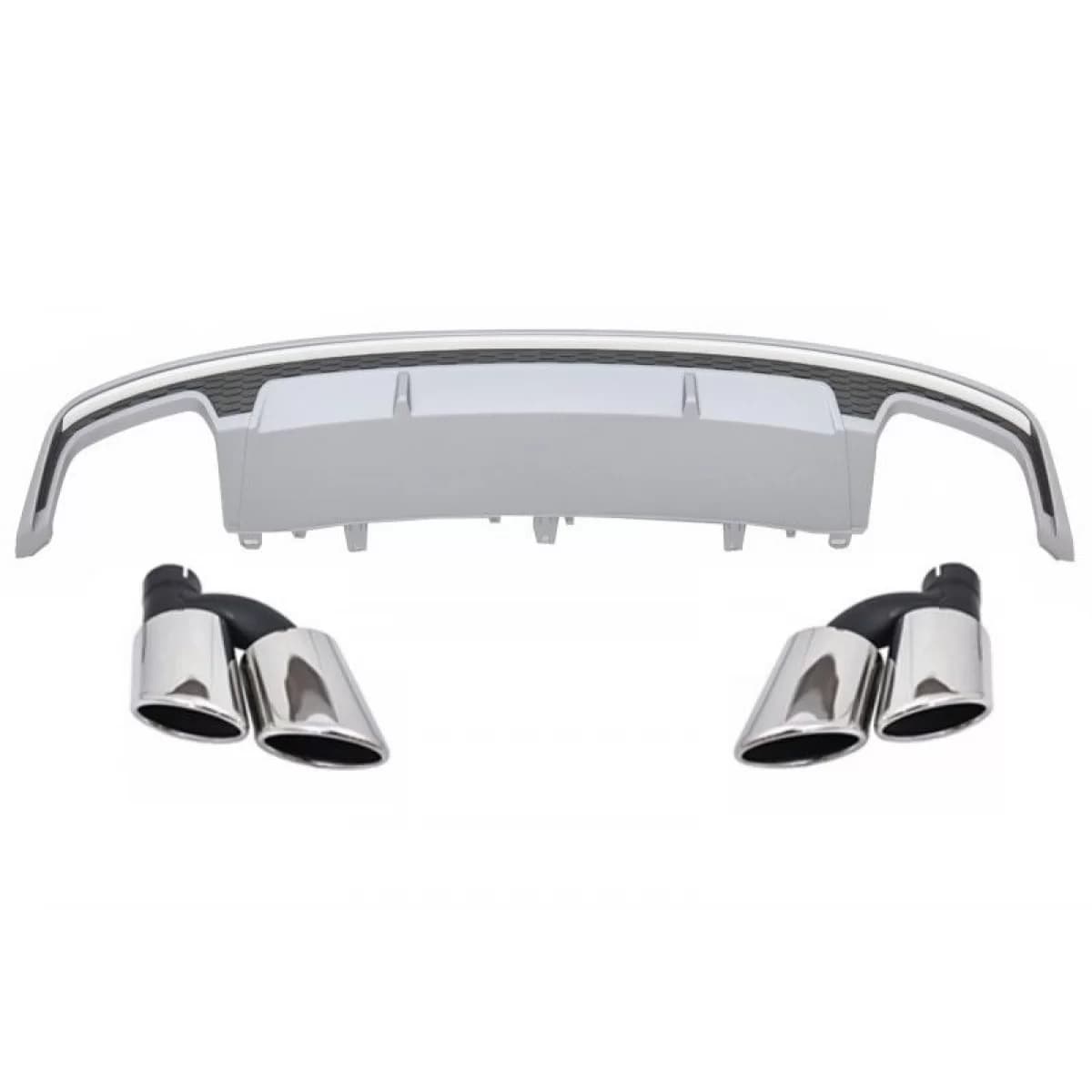 Rear Bumper Valance Air Diffuser with Exhaust Muffler Tips suitable for Audi A7 4G Facelift (2015-2018) S7 Design Only Standard Bumper