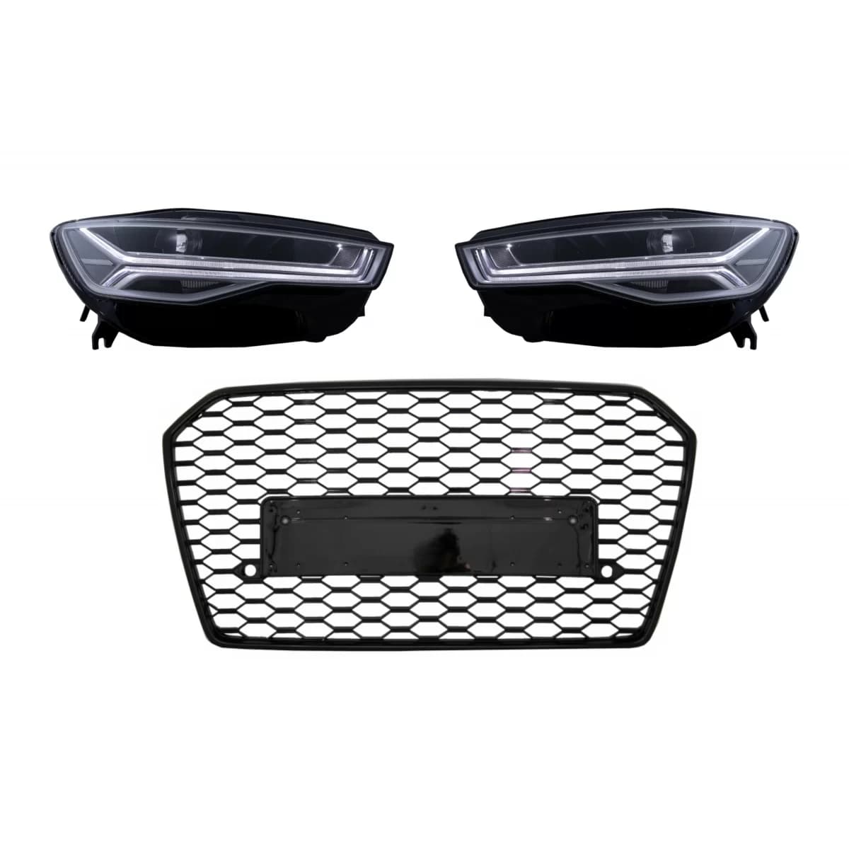 Front Grille with Full LED Headlights Sequential Dynamic Turning Lights suitable for Audi A6 C7 4G Facelift (2015-2018) RS6 Matrix Design