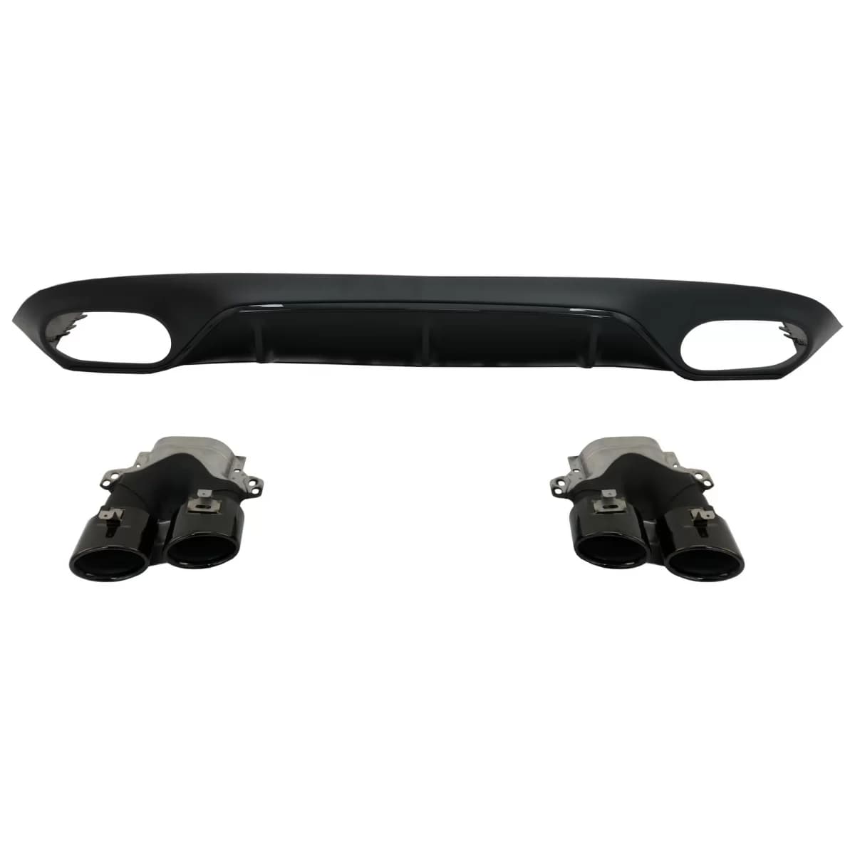 Rear Diffuser with Exhaust Tips suitable for Mercedes E-Class C238 A238 AMG Sport Line Coupe Cabrio (2016-2019) E53 Night Package Design