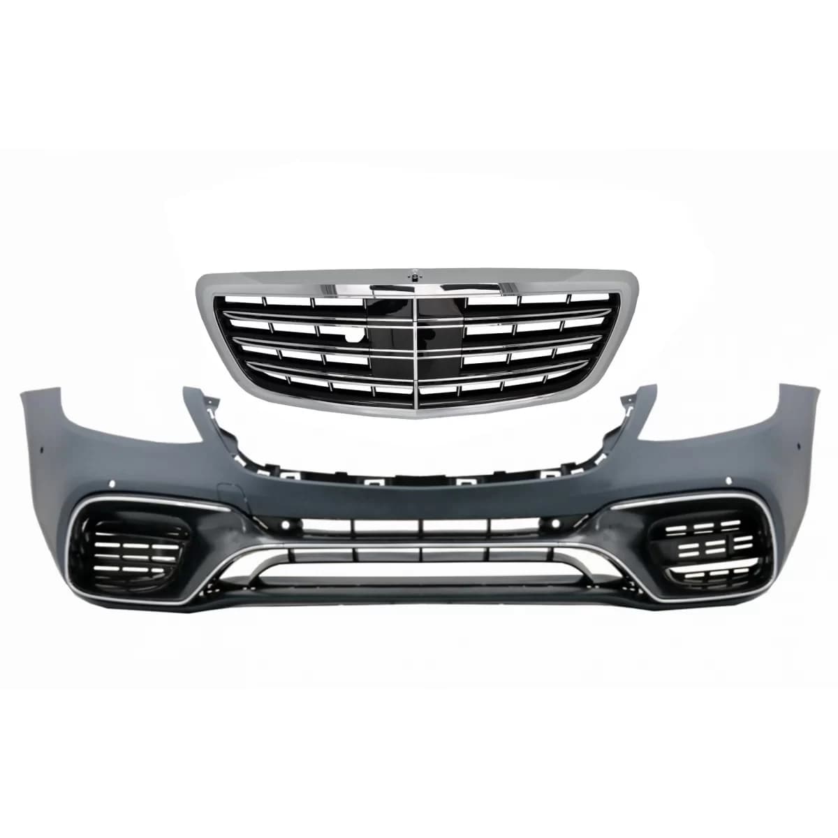 Front Bumper with Central Grille Chrome suitable for Mercedes S-Class W222 Facelift (2017-up) S63 Design