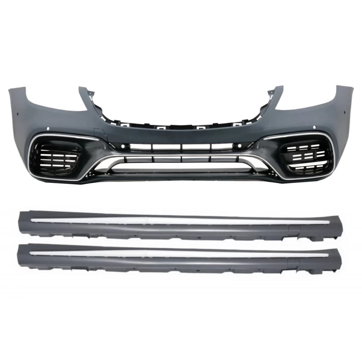 Front Bumper with Side Skirts suitable for Mercedes S-Class W222 Facelift Long Version (2017-up) S63 Design