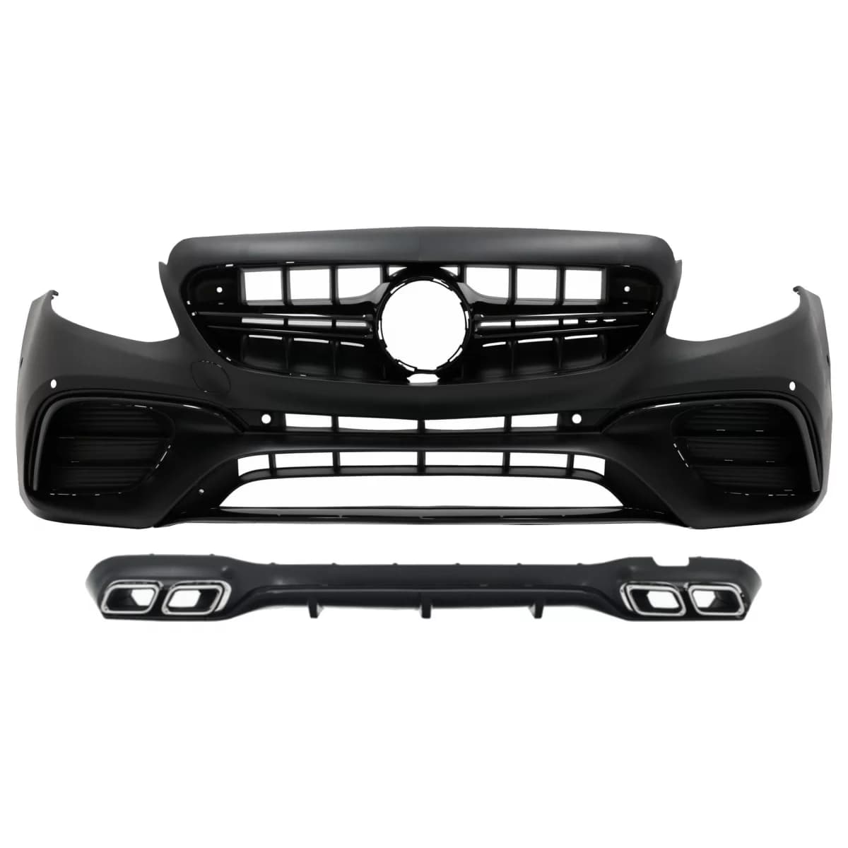 Front Bumper with Rear Diffuser and Exhaust Muffler Tips suitable for Mercedes E-Class W213 (2016-up) E63 Design