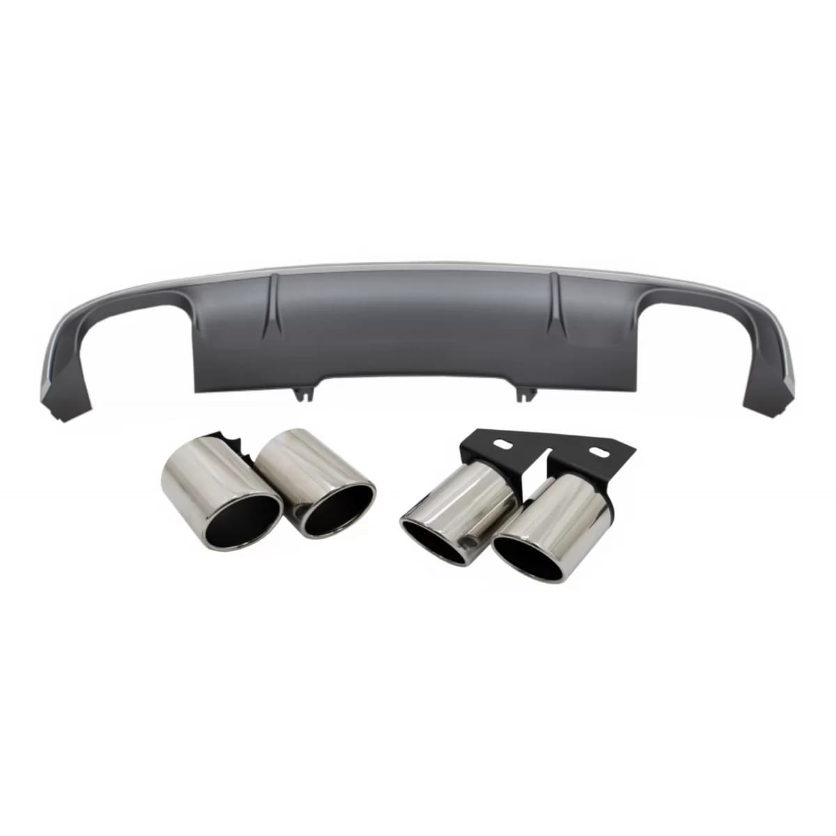 Rear Bumper Diffuser with Exhaust Muffler Tips Tail Pipes suitable for Audi A4 B9 8W Sedan Avant S-line (2016-2018) S4 Design