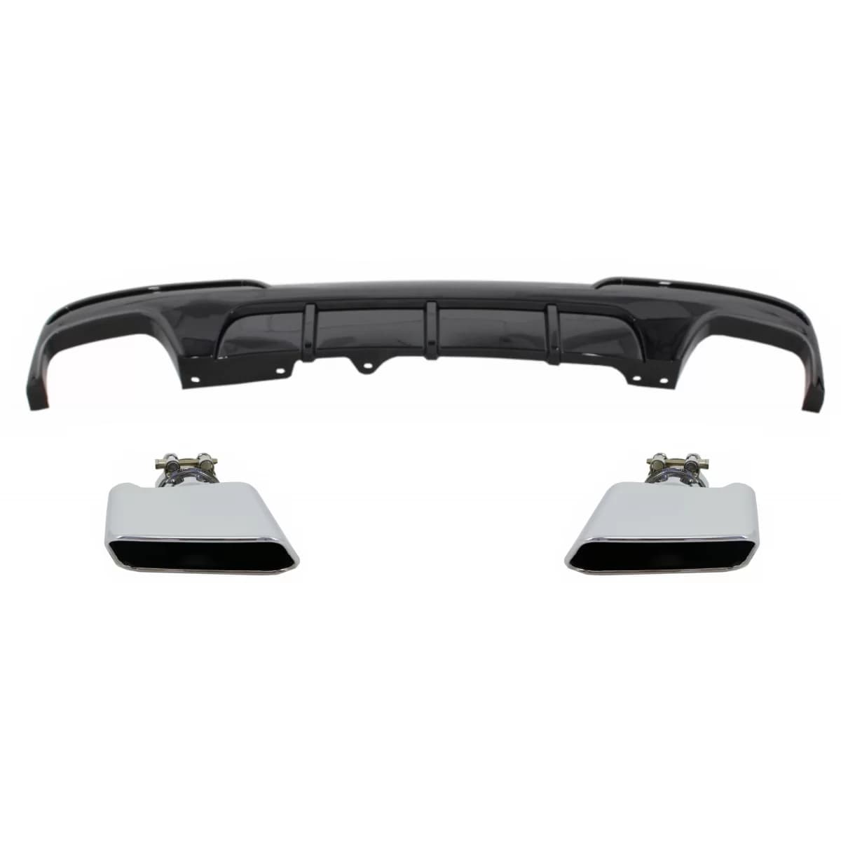 Double Outlet Air Diffuser suitable for BMW 5 Series F10 F11 (2011-2017) with Exhaust Muffler Tips M-Performance Design Piano Black