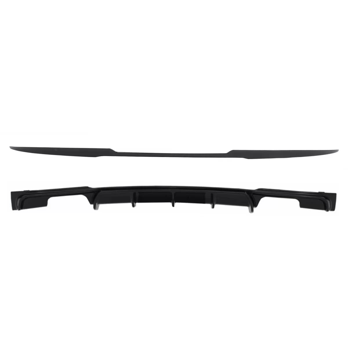 Trunk Boot Lip Spoiler with Rear Bumper Spoiler Valance Diffuser Double Outlet suitable for BMW 3 Series F30 (2011-2019) M4 CSL Performance Design Piano Black