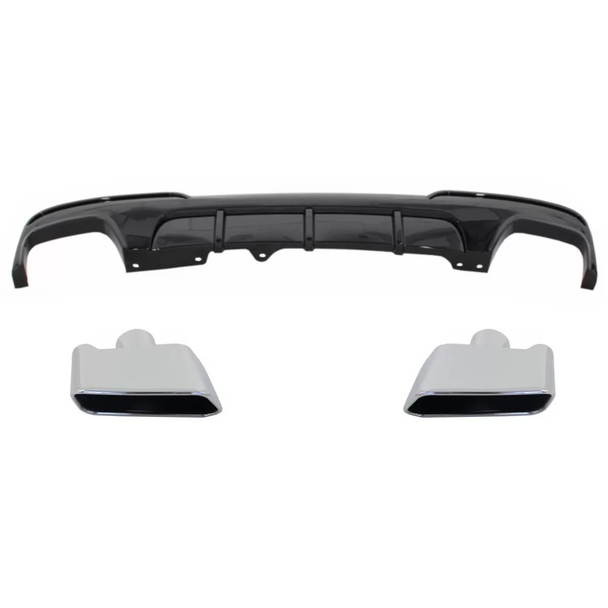 Double Outlet Air Diffuser suitable for BMW 5 Series F10 F11 (2011-2017) with Exhaust Muffler Tips M-Performance Design Piano Black