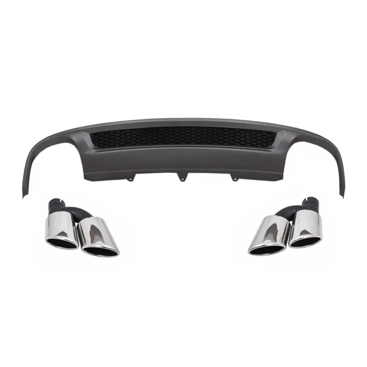 Rear Bumper Valance Air Diffuser suitable for Audi A4 B8 Facelift Limousine/Avant (2012-2015) with Exhaust Muffler Tips Tail Pipes S-Line Design only Standard Bumper