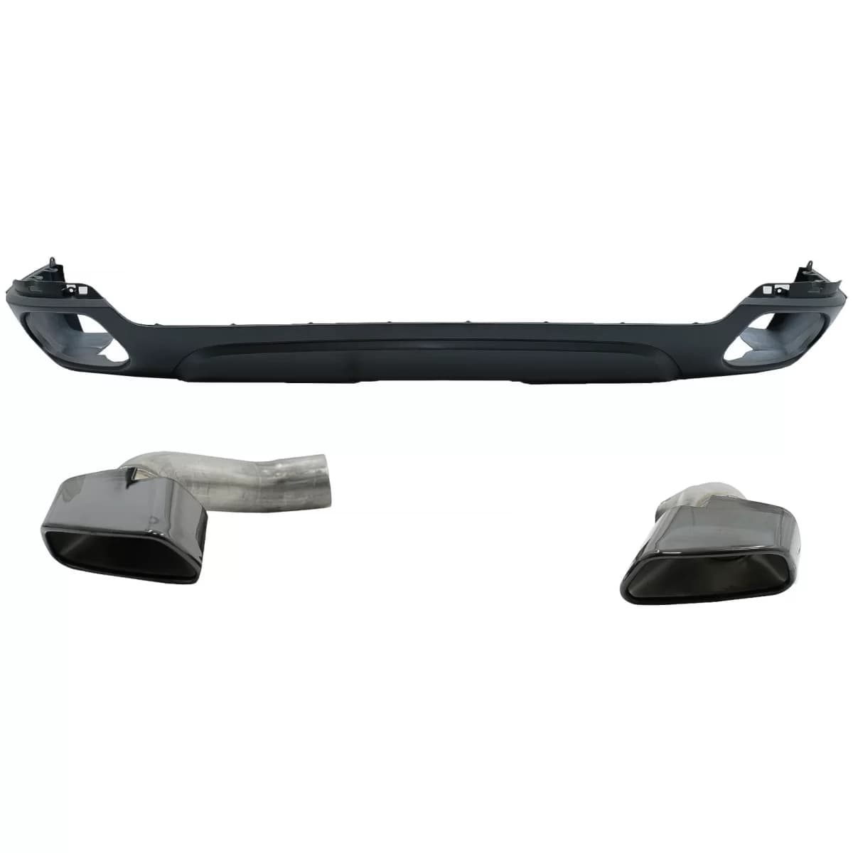 Rear Bumper Valance Diffuser with Square Exhaust Tips suitable for BMW X5 F15 (2013-2018) M-Tech V8 Design For Standard Rear Bumper Dark Grey Edition