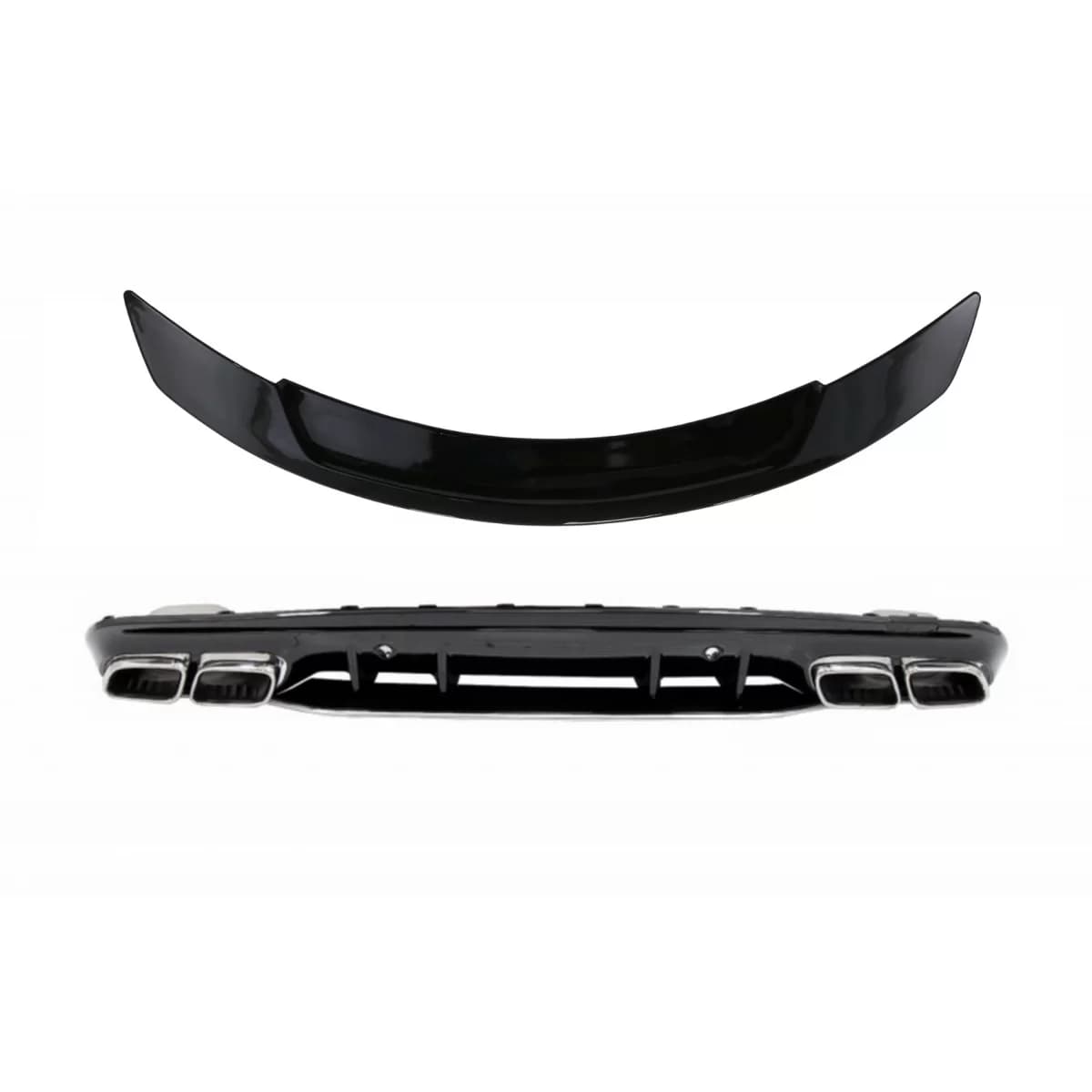 Rear Diffuser Tips and Trunk Spoiler suitable for Mercedes C-Class W205 (2014-2020) C63S Design Only for AMG Sport Line