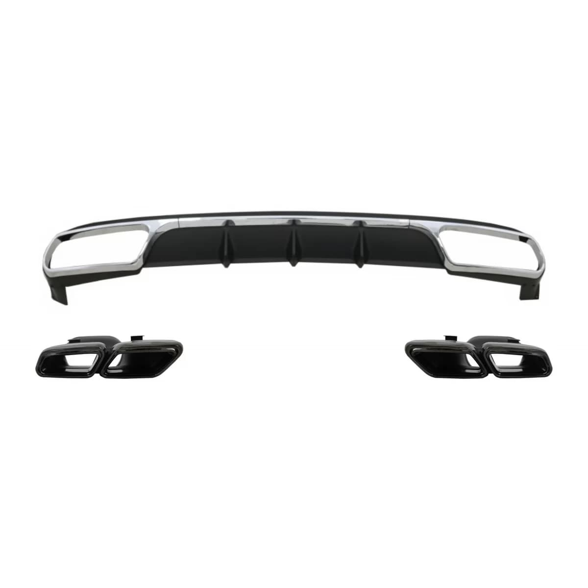 Rear Diffuser with Exhaust Muffler Tips Black suitable for Mercedes E-Class W212 Facelift (2013-2016) only Standard Bumper