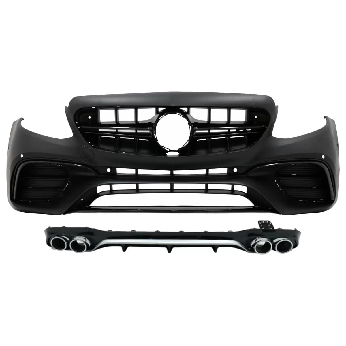 Front Bumper with Rear Diffuser and Exhaust Tips Chrome suitable for Mercedes E-Class W213 (2016-2019) E53 Design